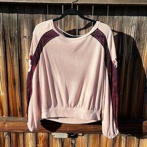 Free People thermal cropped long sleeve shirt